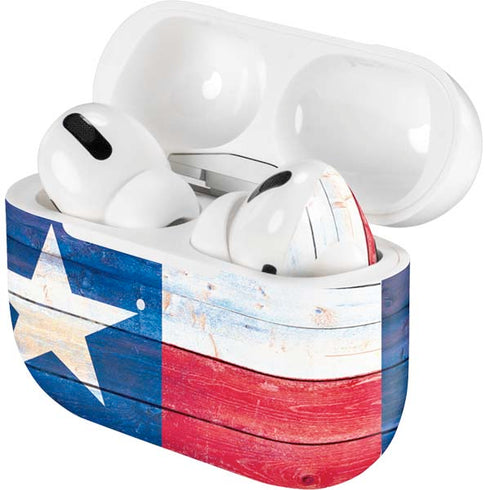 Texas Flag Light Wood AirPods Skins