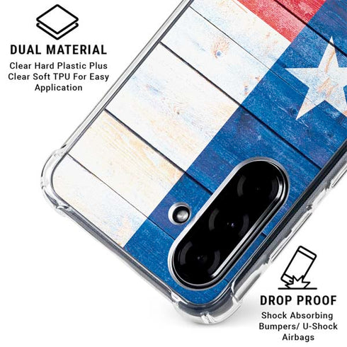 Texas Flag Light Wood Galaxy A36 5G Clear Case