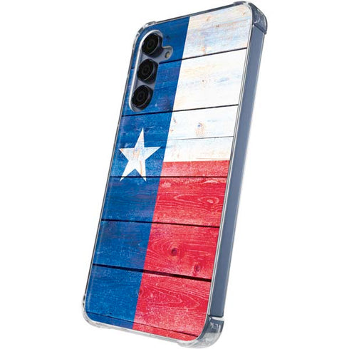 Texas Flag Light Wood Galaxy A55 5G Clear Case