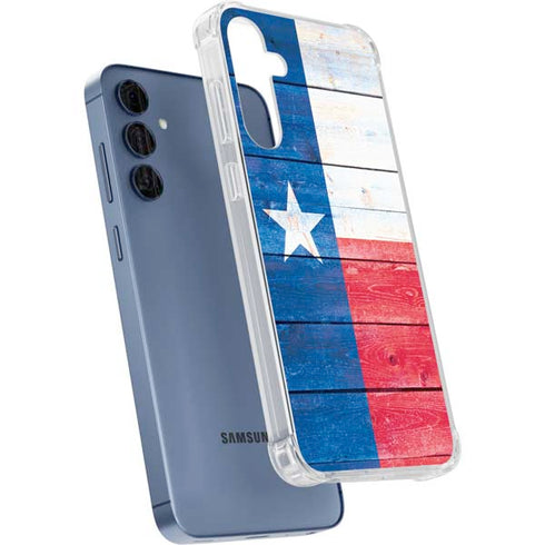 Texas Flag Light Wood Galaxy A55 5G Clear Case