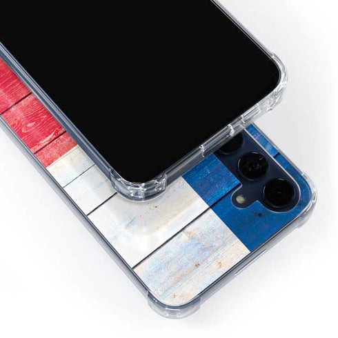 Texas Flag Light Wood Galaxy A55 5G Clear Case