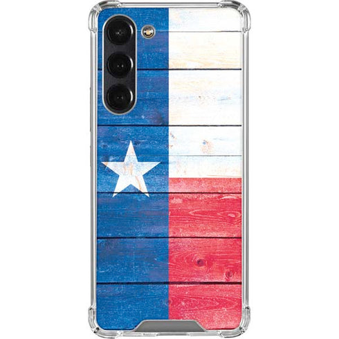 Texas Flag Light Wood Galaxy S24 FE Clear Case
