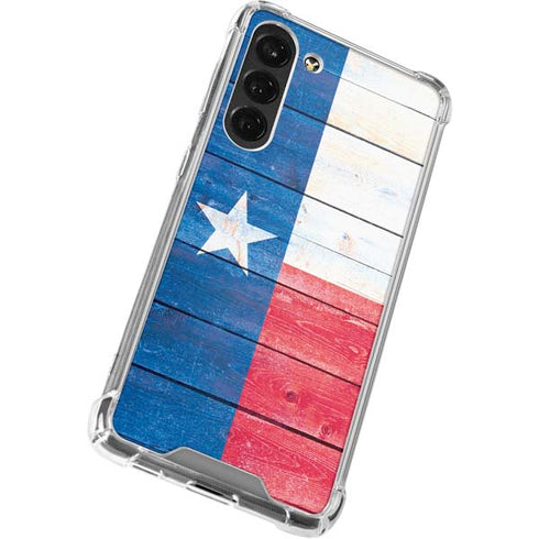 Texas Flag Light Wood Galaxy S24 FE Clear Case