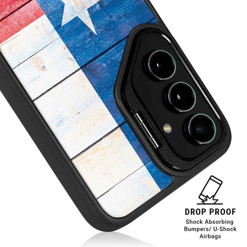 Texas Flag Light Wood Galaxy S24 FE Kickstand Case