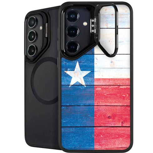 Texas Flag Light Wood Galaxy S25 Kickstand Case