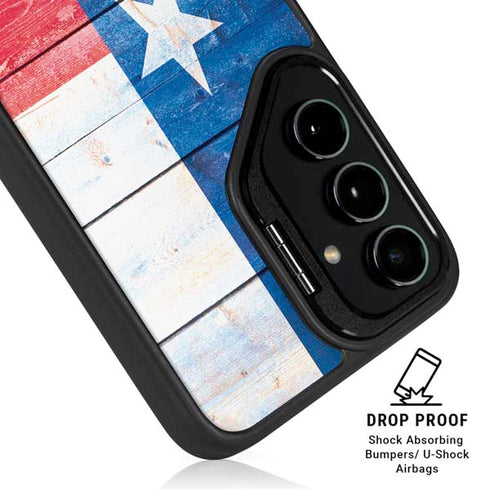 Texas Flag Light Wood Galaxy S25 Kickstand Case