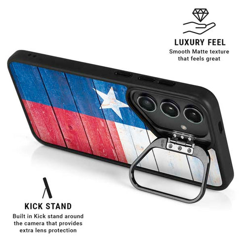 Texas Flag Light Wood Galaxy S25 Plus Kickstand Case
