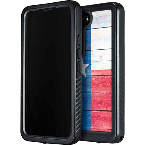 Texas Flag Light Wood Galaxy S24 Plus Waterproof Case