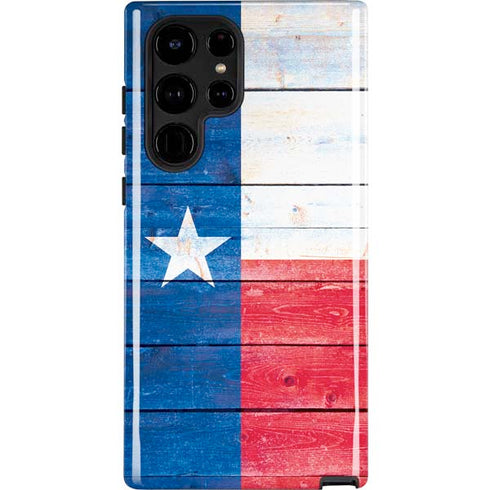Texas Flag Light Wood Galaxy Cases