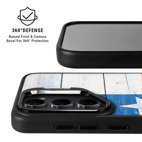 Texas Flag Light Wood Galaxy S25 Ultra Kickstand Case