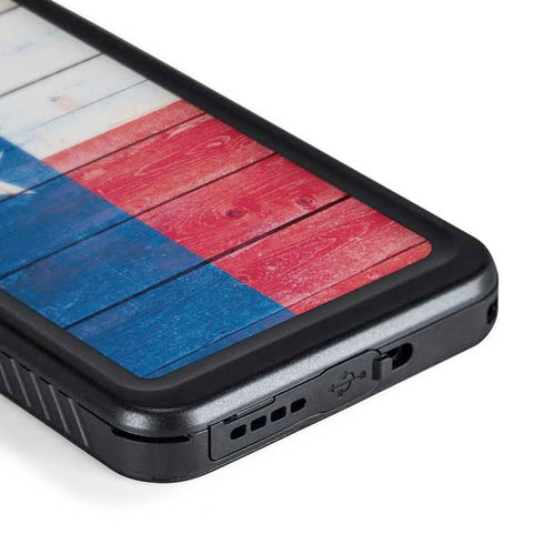 Texas Flag Light Wood Galaxy S24 Waterproof Case