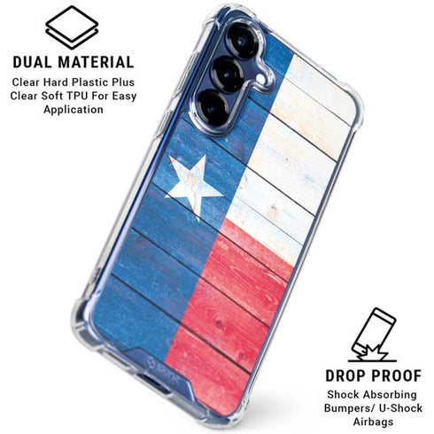 Texas Flag Light Wood Galaxy S25 Clear Case
