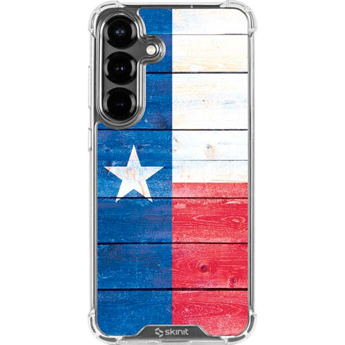 Texas Flag Light Wood Galaxy S26 Plus Clear Case