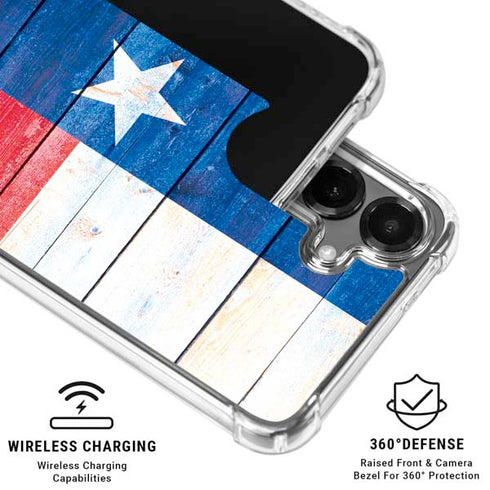Texas Flag Light Wood Galaxy S26 Plus Clear Case
