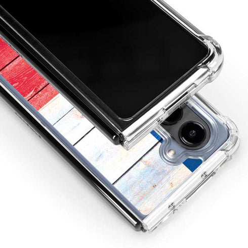 Texas Flag Light Wood Galaxy Z Fold5 5G Clear Case