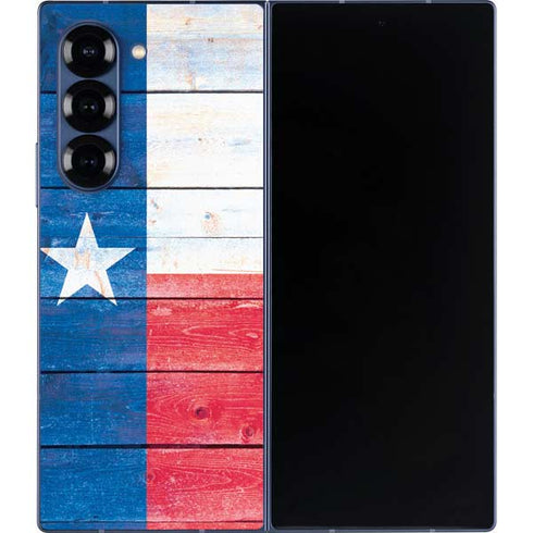 Texas Flag Light Wood Galaxy Z Fold6 Skin