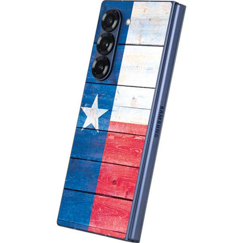 Texas Flag Light Wood Galaxy Z Fold6 Skin