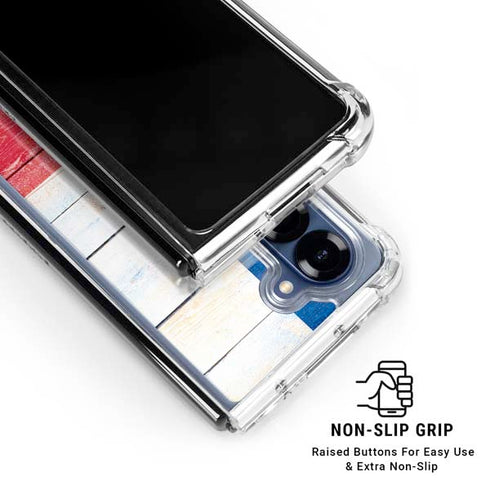 Texas Flag Light Wood Galaxy Z Fold7 Clear Case