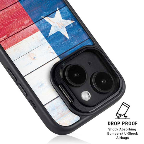 Texas Flag Light Wood iPhone 14 Kickstand Case