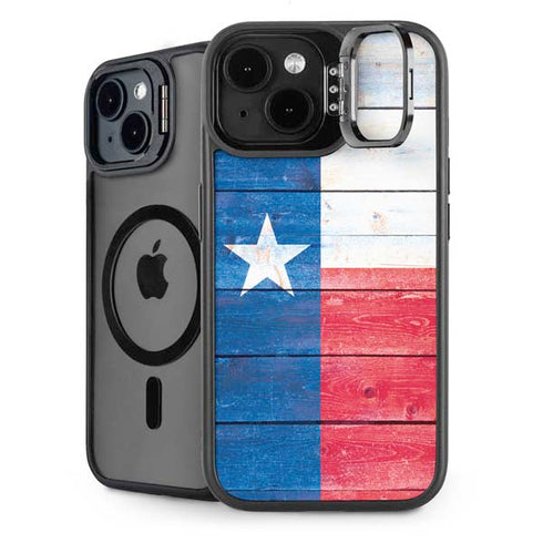 Texas Flag Light Wood iPhone 14 Plus Kickstand Case