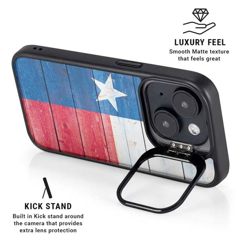 Texas Flag Light Wood iPhone 14 Plus Kickstand Case