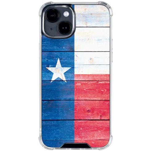 Texas Flag Light Wood iPhone 15 Clear Case