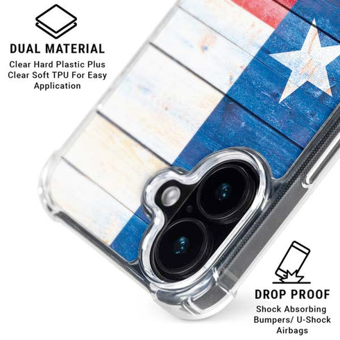 Texas Flag Light Wood iPhone 16 Clear Case