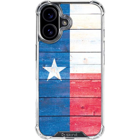 Texas Flag Light Wood iPhone 16 Plus Clear Case