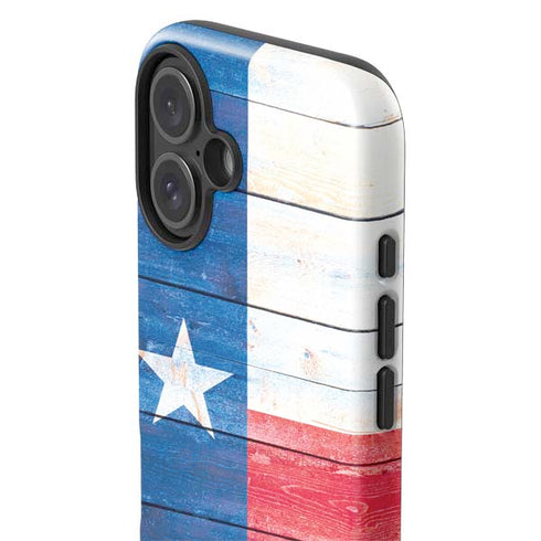 Texas Flag Light Wood iPhone 16 Plus Impact Case