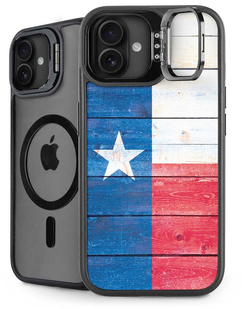 Texas Flag Light Wood iPhone 16 Plus Kickstand Case