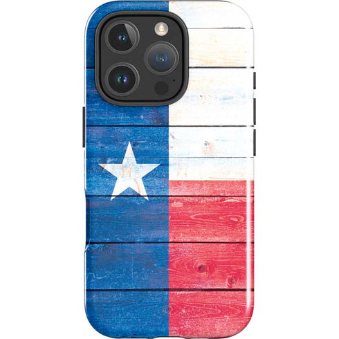 Texas Flag Light Wood iPhone 16 Pro Impact Case