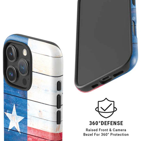 Texas Flag Light Wood iPhone 16 Pro Magsafe Impact Case