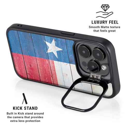 Texas Flag Light Wood iPhone 16 Pro Max Kickstand Case