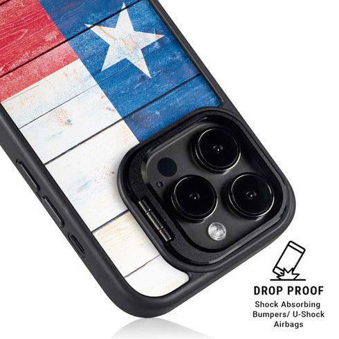 Texas Flag Light Wood iPhone 16 Pro Max Kickstand Case