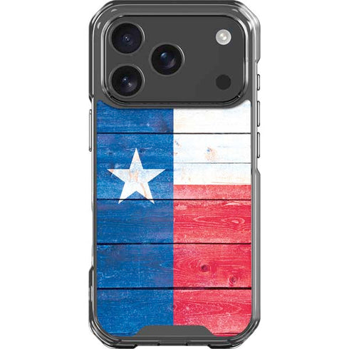 Texas Flag Light Wood iPhone 17 Pro Clear Case
