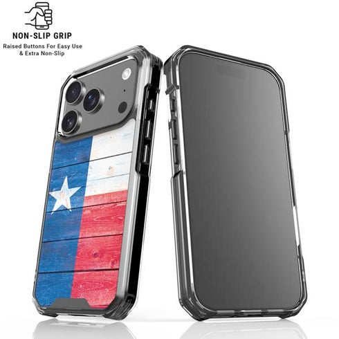 Texas Flag Light Wood iPhone 17 Pro Clear Case