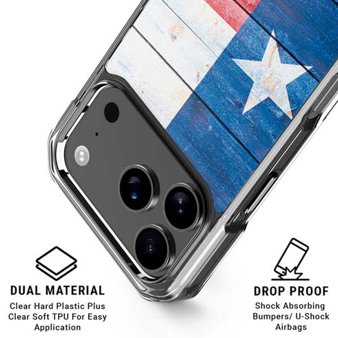 Texas Flag Light Wood iPhone 17 Pro Max Clear Case