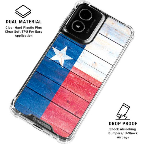 Texas Flag Light Wood Moto G Power 5G (2024) Clear Case