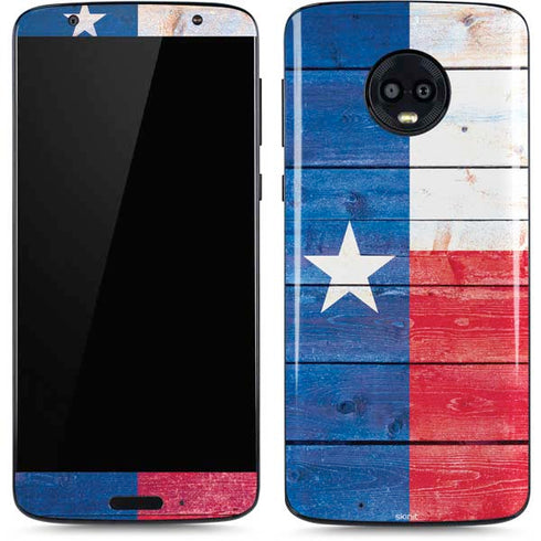 Texas Flag Light Wood Moto G6 Skin