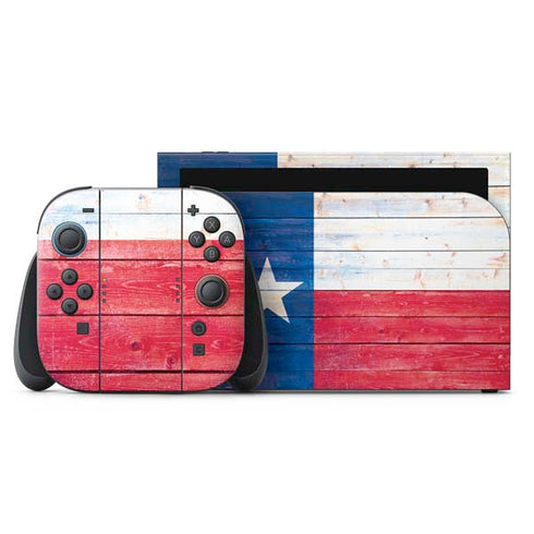 Texas Flag Light Wood Nintendo Switch 2 (2025) with Joy-Con Skin