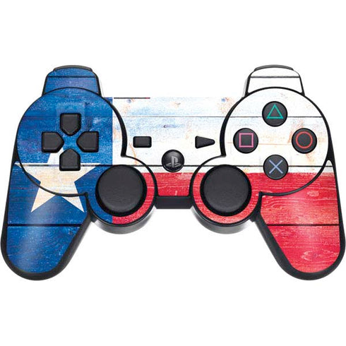 Texas Flag Light Wood PS3 Dual Shock wireless controller Skin