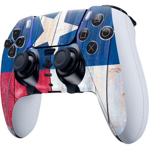 Texas Flag Light Wood PS5 DualSense Edge Pro Controller Skin