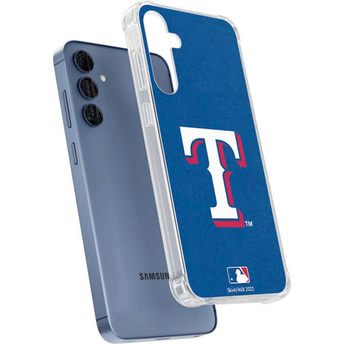 MLB Texas Rangers - Solid Distressed Galaxy A55 5G Clear Case