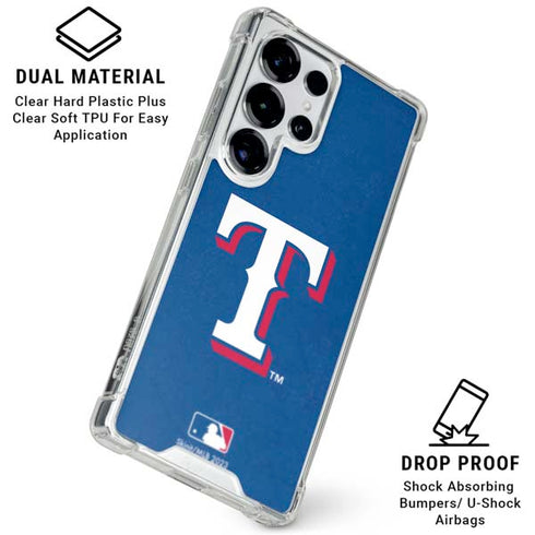 MLB Texas Rangers - Solid Distressed Galaxy S26 Ultra Clear Case