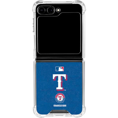 MLB Texas Rangers - Solid Distressed Galaxy Z Flip6 Clear Case