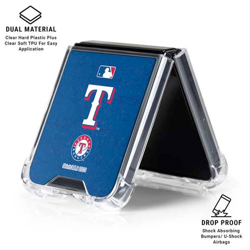 MLB Texas Rangers - Solid Distressed Galaxy Z Flip6 Clear Case