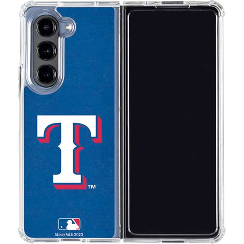 MLB Texas Rangers - Solid Distressed Galaxy Z Fold5 5G Clear Case