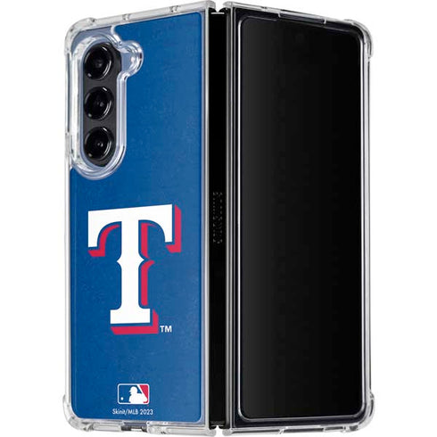 MLB Texas Rangers - Solid Distressed Galaxy Z Fold5 5G Clear Case