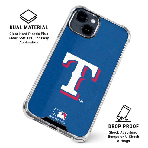 MLB Texas Rangers - Solid Distressed iPhone 15 Clear Case