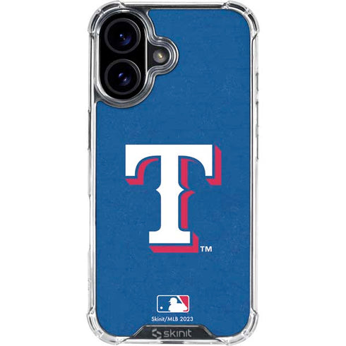 MLB Texas Rangers - Solid Distressed iPhone 16 Plus Clear Case